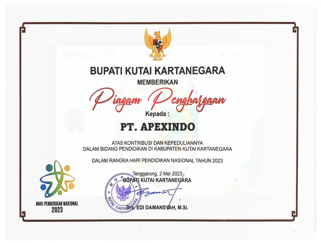 Company’s contribution in developing education in Kutai Kartanegara Regency